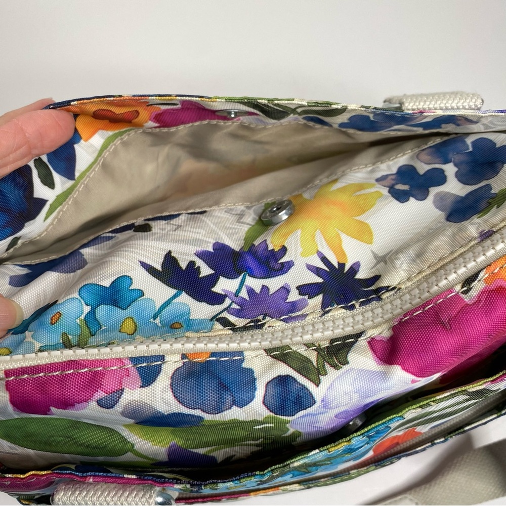 Kipling Multicolor Floral Bethel Shoulder Bag Purse Water Color Multi Pocket - Picture 12 of 15